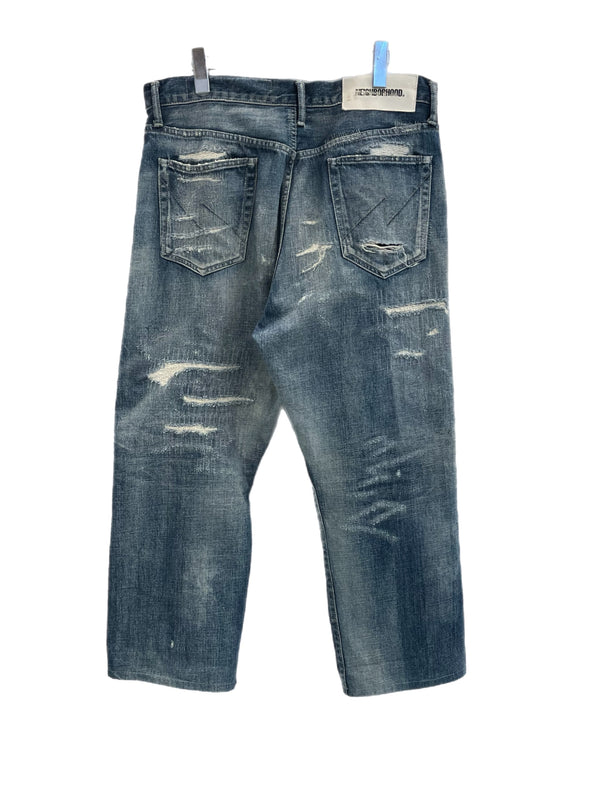 ネイバーフッド NEIGHBORHOOD SCRATCH SAVAGE サベージデニムパンツ パッチワーク ダメージデニム 211XBNH-PTM07 デニム ブルー Lサイズ 101MB-684