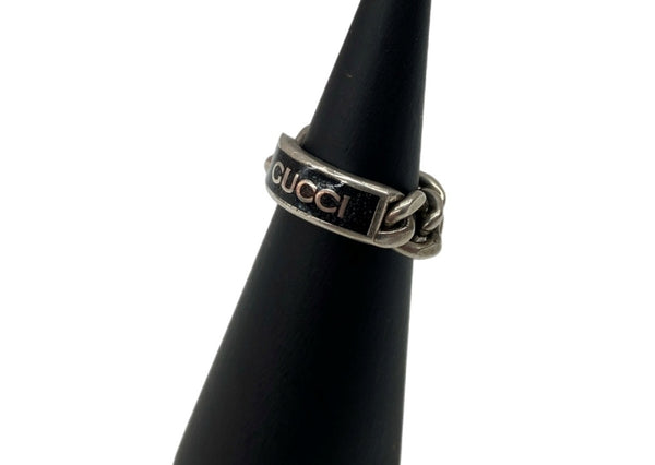 グッチ GUCCI CHAIN RING チェーン リング ロゴプレート 指輪 925 銀 メンズジュエリー 指輪・リング ロゴ シルバー 104A-79