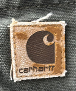 【曜日割引対象外】 カーハート Carhartt ダックワークジャケット 襟コーデュロイ レザーロゴ 00's C52MOS ジャケット グリーン XLサイズ 201MT-2780 VB