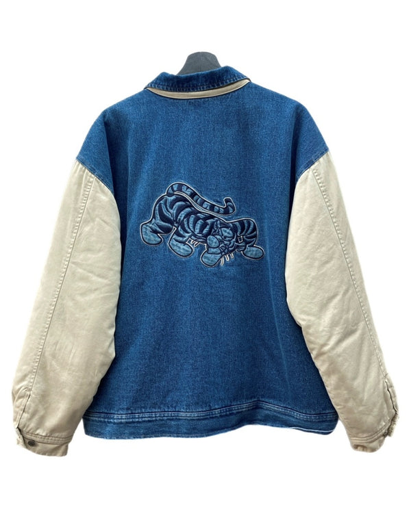 ヴィンテージ vintage Disney ディズニー STADIUM JACKET スタジアム ジャケット スタジャン ティガー デニム ボタン アウター インディゴ 青 ジャケット キャラクター ブルー Lサイズ 104MT-1797
