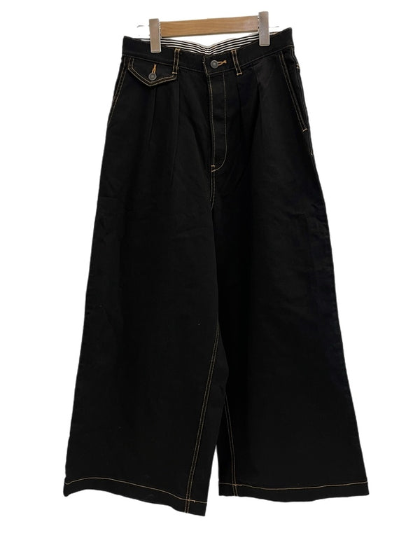 マスレス massless Organic Denim Wide Pants オーガニック デニム ワイドパンツ ブラックデニム ジーンズ デニム ブラック サイズ2 101LB-25