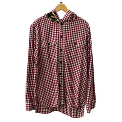 アベイシングエイプ A BATHING APE ファーストカモ 1st カモ シャーク WGM ギンガムチェック 長袖シャツ レッド XXLサイズ 201MT-4312
