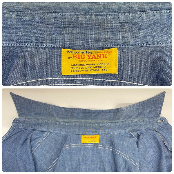 【曜日割引対象外】 ヴィンテージ vintage 70's ビッグヤンク BIG YANK シャンブレーシャツ 長袖シャツ ブルー 201MT-4382 VB