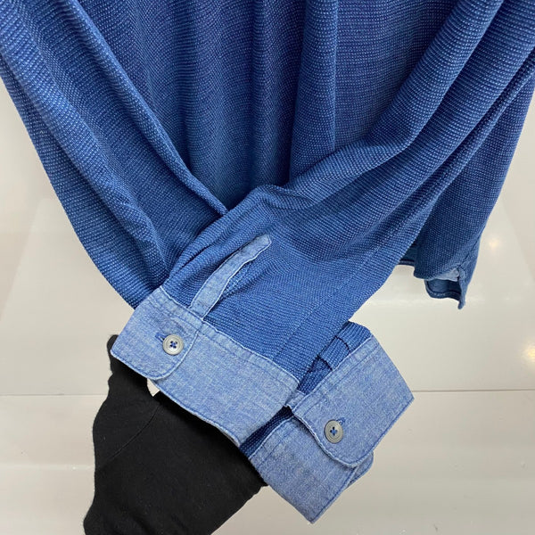 【曜日割引対象外】 ダブルアールエル RRL 初期 デニム切替 マチ付き 長袖カットソー ブルー XLサイズ 201MT-4088 VB