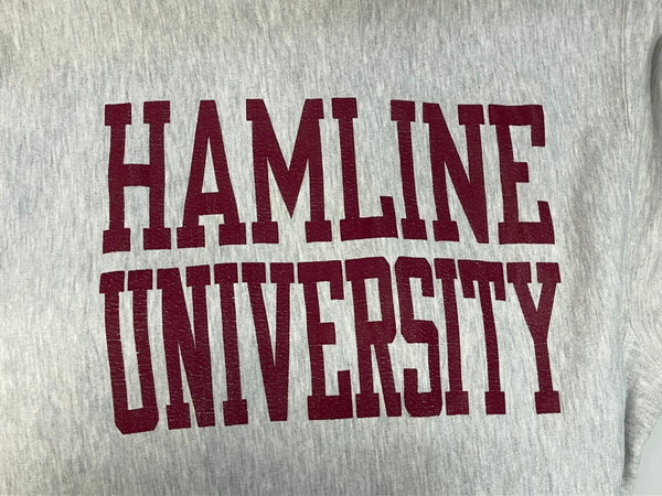 チャンピオン Champion 90s 90's 90年代 刺繍タグ REVERSE WEAVWE リバースウィーブ カレッジ HAMLINE UNIVERSITY XL スウェット グレー LLサイズ 101MT-2888