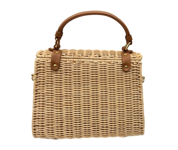 トマソカンドリア Tommaso Candria トゥモローランド TOMORROWLAND カゴバッグ 2WAY ハンドバッグ レザーフラップ レザー ラタン ナチュラル イタリア製 BEIGE BROWN 茶色 バッグ レディースバッグ ショルダーバッグ・メッセンジャーバッグ ベージュ 104B-64