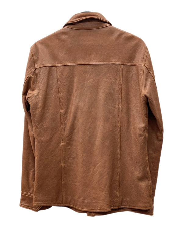 バーバリー Burberry BLACK LABEL LEATHER JACKET レザー ジャケット 革ジャン 裏地チェック ボタン アウター 茶 D1F09-408-54 ジャケット 無地 ブラウン Mサイズ 104MT-1700