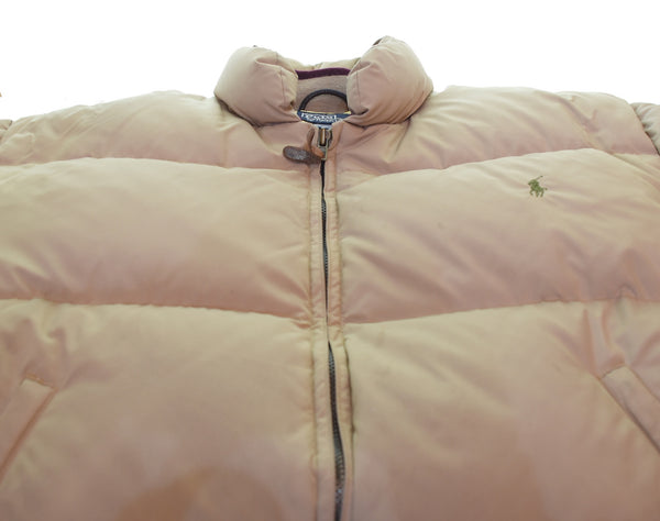 ラルフローレン RalphLauren 90s ダウンジャケット 90's 紺タグ ボックスシルエット 短丈 ジャケット ベージュ Mサイズ 103MT-3547