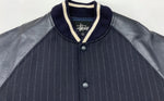 ステューシー STUSSY × fragment フラグメント Varsity jacket バーシティ ジャケット スタジャン 紺 ジャケット 無地 ネイビー Lサイズ 104MT-2063