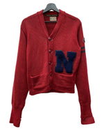 ヴィンテージ vintage 50s 50年代 Octonek レタードカーディガン ニット ワッペン レザー エルボーパッチ 赤 えんじ カーディガン ワンポイント レッド 104MT-1871