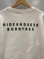 ハイドアンドシーク HIDE AND SEEK BORNFREE 刺繍ロゴ スウェット 長袖 裏ボア HC-010623 スウェット ホワイト Lサイズ 101MT-2910