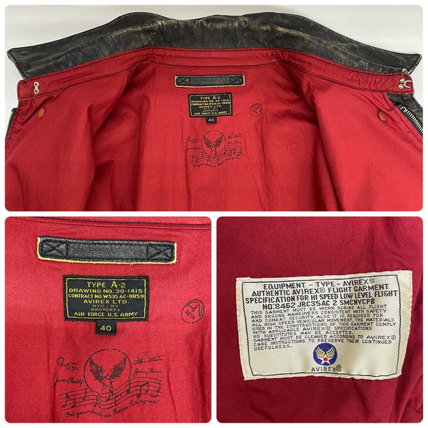 【曜日割引対象外】 アヴィレックス AVIREX A-2 レザー フライトジャケット ジャケット ブラウン 40サイズ 201MT-4518 VB