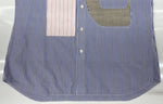 コッキ KHOKI 19AW PATCHWORK SHIRT パッチワーク シャツ 長袖 白 青 19aw-b-03 サイズ 2 長袖シャツ ストライプ ブルー 104MT-2087