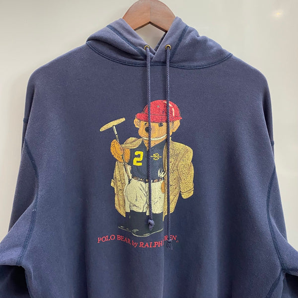 【曜日割引対象外】 ラルフローレン POLO RALPH LAUREN 90's 00's ポロベア パーカ ネイビー Lサイズ 201MT-4528 VB