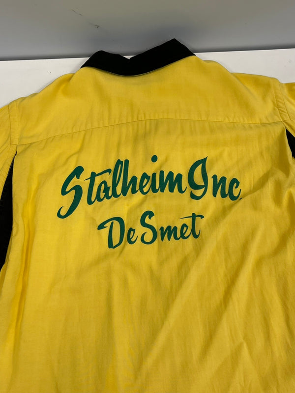 ヒルトン HILTON 60's 60年代 黒タグ ボーリングシャツ 開襟 オープンカラーシャツ ループカラー ボックス バイカラー 2トーン  VINTAGE ヴィンテージ 15 1/2 半袖シャツ イエロー Mサイズ 101MT-4726