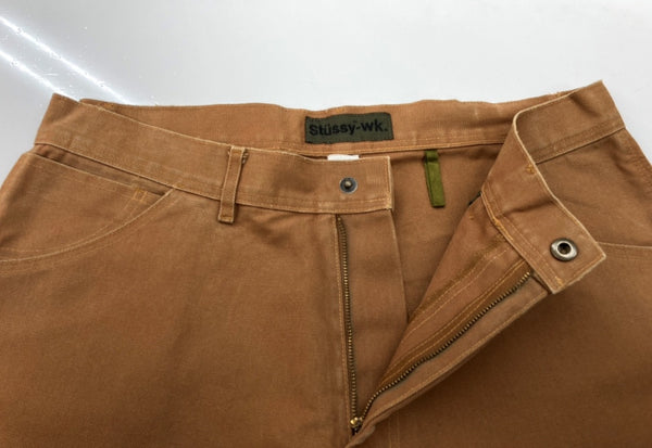 ステューシー STUSSY OLD Stussy-wk painter pants USA製 ペインターパンツ ワークパンツ 茶 無地 ボトムスその他 ブラウン size 33 104MB-368