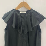 デパリエ DEPAREILLE フリルブラウス 半袖シャツ ブラック 201LT-415