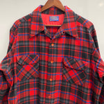 【曜日割引対象外】 ペンドルトン PENDLETON 70's ウール チェックシャツ ボードシャツ ネルシャツ オープンカラー USA製 長袖シャツ レッド XLサイズ 201MT-4773 VB
