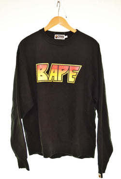 アベイシングエイプ A BATHING APE CRYSTAL STONE RELAXED CREW SWEAT トレーナー クリスタル ストーン ロゴ 001SWH301009X  スウェット ブラック Lサイズ 103MT-3244