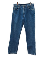 ダブルアールエル RRL DENIM PANTS デニム パンツ ボタンフライ ジーパン ジーンズ USA製 Ralph Lauren インディゴ 青 ロゴ デニム ブルー サイズ 35 104MB-215