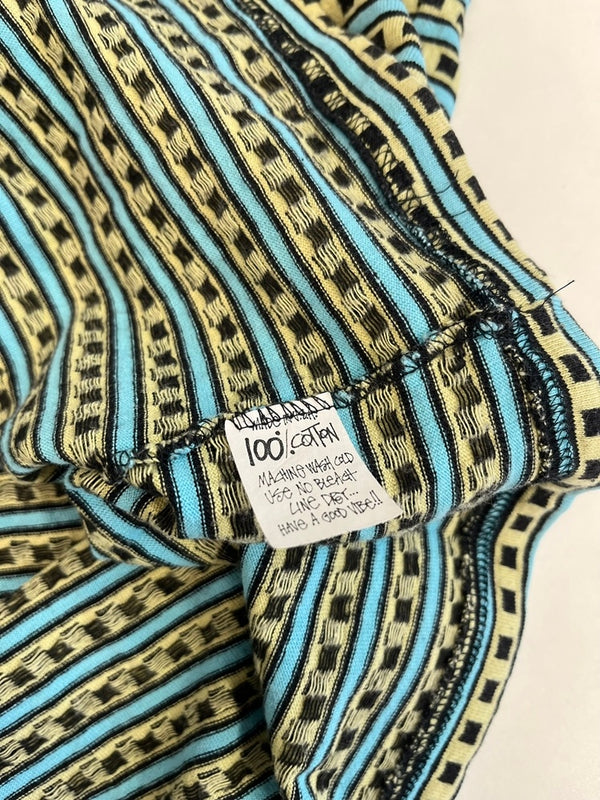 ステューシー STUSSY 80s 80's 初期 黒タグ OLD STUSSY ジャガード ボーダー ポケットTシャツ USA製 オールド VINTAGE ヴィンテージ 裏原 Tシャツ マルチカラー Lサイズ 101MT-5053