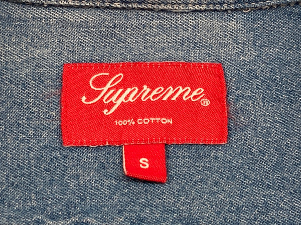 シュプリーム SUPREME Small Box Denim Shirt Washed Indigo スモール ボックス ロゴ デニム シャツ 青 長袖シャツ ロゴ ブルー Sサイズ 104MT-1942