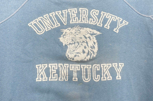 ヴィンテージ vintage 50s 60s ラグラン 脇下ガゼット カレッジ KENTUCKY UNIVERSITY 水色 スウェット プリント ブルー 104MT-1533