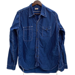 【曜日割引対象外】 リアルマッコイズ The REAL McCOY’S THE DOUBLE DIAMOND ウォバッシュストライプワークシャツ 長袖シャツ ブルー 16サイズ 201MT-4364 VB