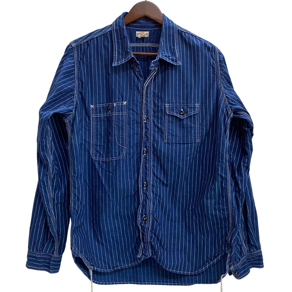 【曜日割引対象外】 リアルマッコイズ The REAL McCOY’S THE DOUBLE DIAMOND ウォバッシュストライプワークシャツ 長袖シャツ ブルー 16サイズ 201MT-4364 VB