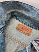 アパッチ APACHE REMAKE DENIM JACKET リメイク デニム ジャケット Gジャン ボタン ジャージ アウター インディゴ 青 ジャケット ロゴ マルチカラー Fサイズ 104MT-2214