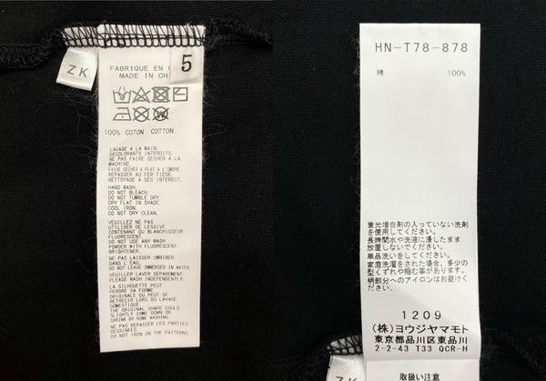 ヨウジヤマモト Yohji Yamamoto × NEW ERA ニュー エラ L/S COTTON T-SHIRT コットン Tシャツ ロンT 100周年記念 ロゴ 長袖 黒 HN-T78-878 サイズ 5 ロンT プリント ブラック 104MT-1599