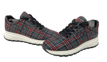 プラダ PRADA ローカット レースアップ ナイロン NYLON シューズ 靴 チェック柄 BLACK 黒 RED 赤 GRAY 炭 1E552L レディース靴 スニーカー ブラック SIZE37.5 104S-778
