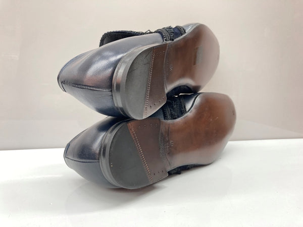 ボッテガヴェネタ BOTTEGA VENETA DRESS SHOES ドレス シューズ フリンジ スエード スリッポン 紺 メンズ靴 ローファー ネイビー サイズ 40 104S-1004