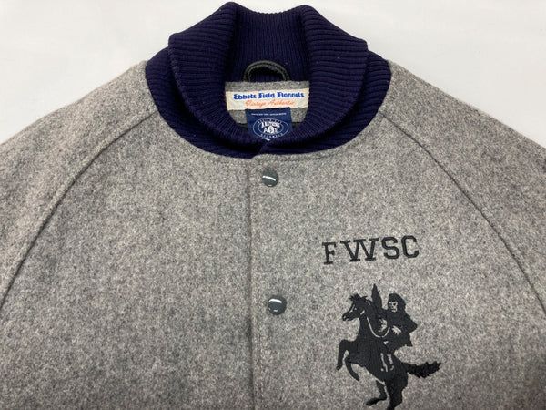 アベイシングエイプ A BATHING APE × EBBETS FIELD FLANNELS エベッツ フィールド フランネルズ ウール スタジャン 灰 6863-141-019 ジャケット 刺繍 グレー Mサイズ 104MT-2153