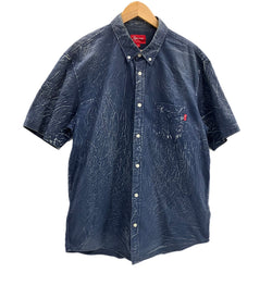 シュプリーム SUPREME  Acid Shirt 13SS アシッドシャツ シワ加工 ボタンダウンシャツ ネイビー XL 半袖シャツ ネイビー LLサイズ 101MT-4749