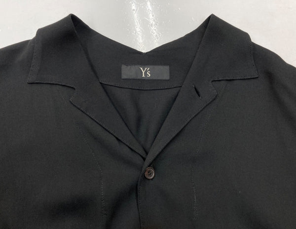 ワイズ Y's 山本耀司 ロング シャツワンピース LONG SHIRT ONE-PIECE スタントカラー オープンカラー 2way BLACK 黒 YQ-D12-207 ワンピース 無地 ブラック SIZE2 104LT-100