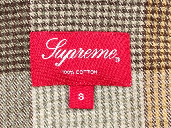 シュプリーム SUPREME 21AW PLAID FLANNEL SHIRT ロングスリーブ シャツ OLIVE オリーブ  長袖シャツ グレンチェック イエロー Sサイズ 104MT-757