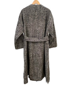 エブール ebure ダブルブレスト ノーカラーコート ヘリンボーン Aラインウールコート 3010200173 コート グレー 36 101LT-160