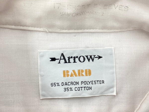 ヴィンテージ vintage 70's 70年代 Arrow BARD SHRINERS シュライナー フリーメイソン チェーンステッチ 白 サイズ17 半袖シャツ 刺繍 ホワイト 104MT-1720