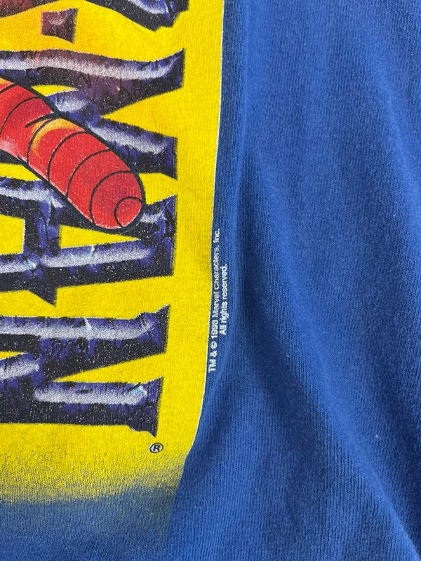 ヴィンテージ vintage 90s ©1998 Spider-Man スパイダーマン アメコミ キャラT US古着 シングルステッチ 青 USキッズL L(14/16) Tシャツ ブルー 101MT-4829