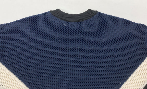 クルニ CULLNI Bi Color Mesh Knit Short Sleeve Pullover メッシュ ニット ショート スリーブ プルオーバー 紺 サイズ 1 トップスその他 ボーダー ネイビー 104MT-1911