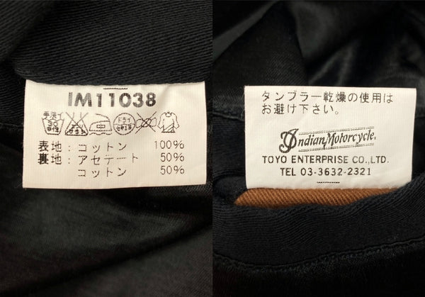 インディアン Indian Motorcycle DOUBLE RIDERS JACKET ダブル ライダース ジャケット ジップアップ バイカー アウター 黒 IM11038 サイズ 38 ジャケット 無地 ブラック 104MT-1918