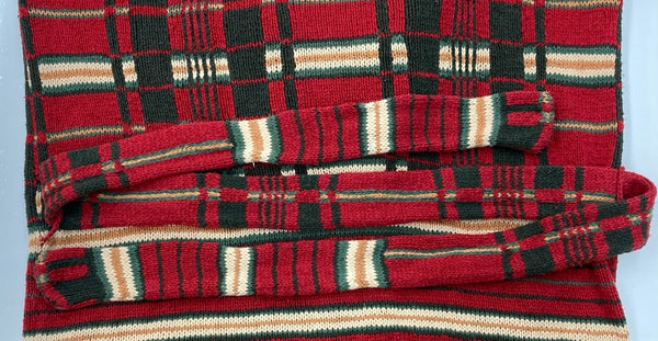 ダブルアールエル RRL 90s 90年代 三ツ星タグ HAND KNIT ハンドニット ガウン  コート チェック マルチカラー XLサイズ 104MT-2129