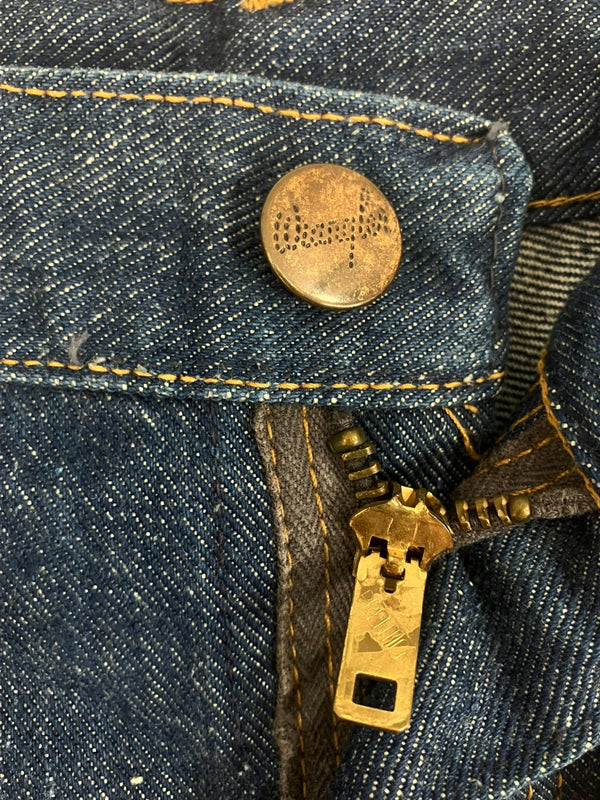 ラングラー Wrangler 60's～ 60年代～ BLUE BELL ブルーベル レザーパッチ ベル無し 11MWZ 13MWZ PRENTICE ZIPPER カムロック 両爪 デニム ショーツ made in USA アメリカ製 ハーフパンツ ブルー W33L31 101MB-682