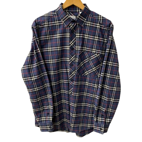バーバリー Burberry ノバチェック シャツ 現行 長袖シャツ ブルー Lサイズ 201MT-4215