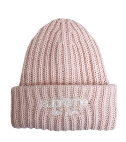 シュプリーム SUPREME ロゴ刺繍 ニットビーニー ペールピンク 58cm (ONE SIZE) 帽子 メンズ帽子 ニット帽 ピンク 101hat-128