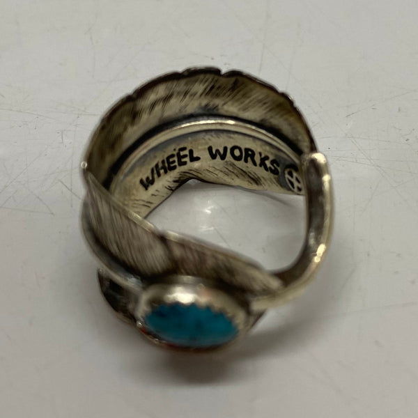 【曜日割引対象外】 【中古】ホイールワークス WHEEL WORKS フェザー ターコイズ 10号 メンズジュエリー・アクセサリー 指輪・リング シルバー 201goods-682 VB