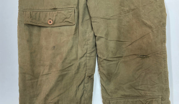 ミリタリー Military 40s 40年代 USAF アメリカ軍 TYPE A-9 フライトパンツ アルパカライナー 黒タグ  ワンポイント カーゴパンツ カーキ サイズ40 104MB-365