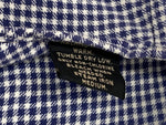 ダブルアールエル RRL 90s 三ツ星タグ SHIRT ステンカラー オープンカラー 開襟 フロントボタン ヴィンテージ VINTAGE ラルフローレン RALPH LAUREN ギンガムチェック コットン シンガポール製 BLUE 青 長袖シャツ 総柄 ブルー Mサイズ 104MT-1972