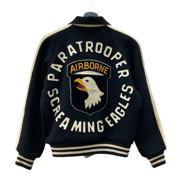 ウエアハウス WAREHOUSE Bodies AIR BORNE SCREAMING EAGLES  ウールジャケット スタジャン リバーシブル 黒 サイズ 36 ジャケット 刺繍 ブラック 104MT-2078